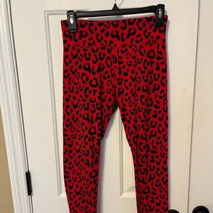 Justice red/black animal print leggings